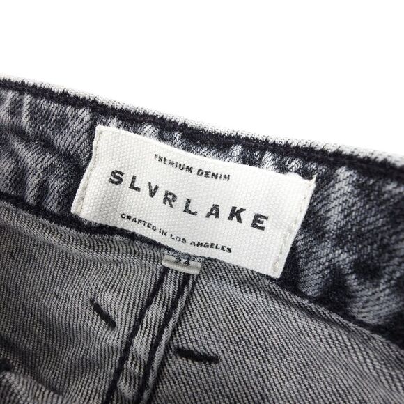 NEW SLVRLAKE Lou Lou Cropped Jeans Edge of Town Slim Distressed Black 90s Grunge - Picture 2 of 8